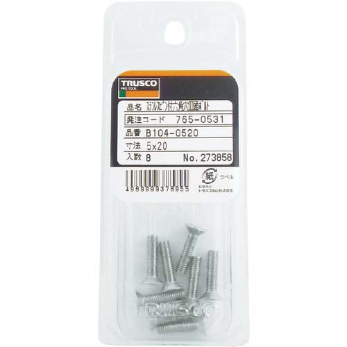 TRUSCO ピン付六角穴皿頭ボルト ステンレス M3×6 13本入 B104-0306
