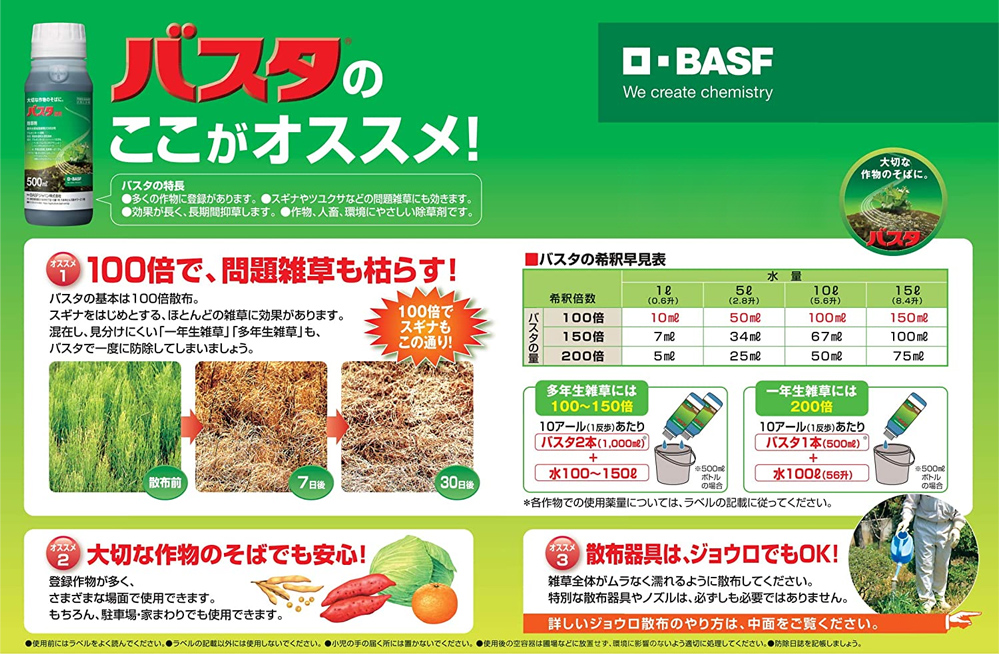 BASFジャパン 茎葉処理除草剤 バスタ液剤 1Lの通販｜現場市場