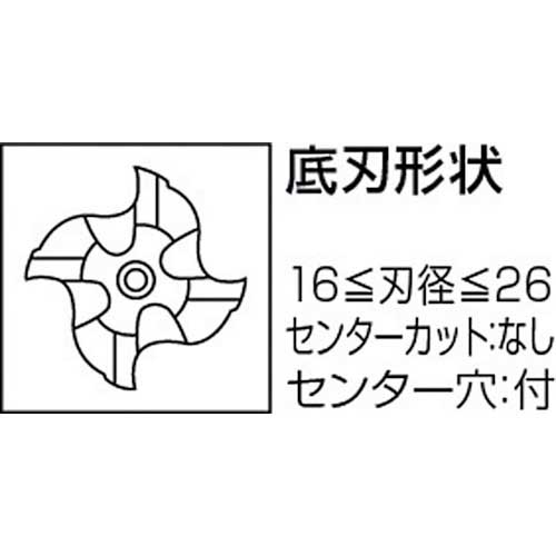 三菱K 4枚刃 ハイススクエアラフィングエンドミルミディアム刃長(M