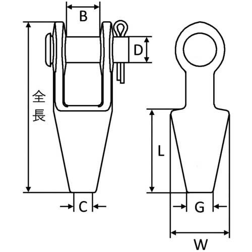 クロスビー ワイヤロック用オープンソケット 適合ワイヤ径24～26mm G416-24-26