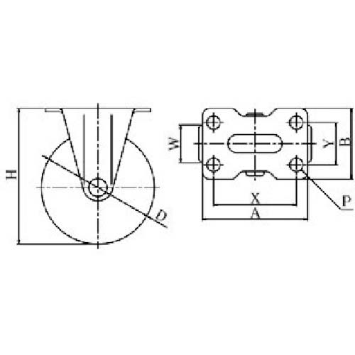 ユーエイ プレート式 固定 キャスター ナイロン 車輪径32mm Gタイプ GR型 取付寸法29×0 GR-32N