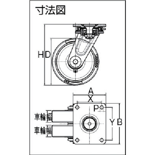 シシクアドクライス/SISIKU 低床重荷重用双輪キャスター 自在 80径