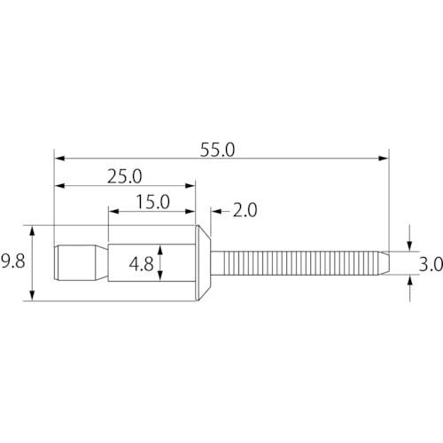 エビ 高強度ブラインドリベット Sボルト(丸頭) Φ4.8/板厚11.0mm (500本