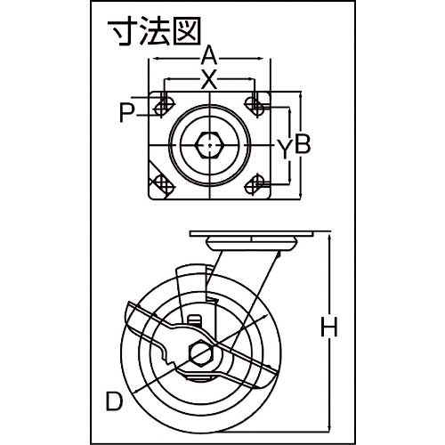 SAMSONG ステンレスキャスター 自在SP付 エラストマー 200mm TP6780-01