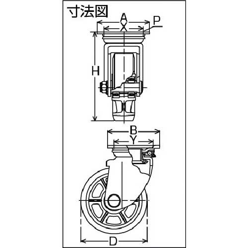 □ヨドノ 重荷重用MCナイロン車付自在車ブレーキ付 YRRJMB200(3277887