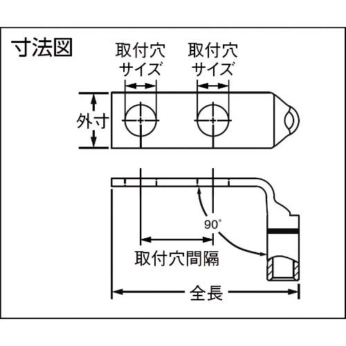 パンドウイット 銅製圧縮端子 標準バレル 2つ穴 90°アングル (50個入) LCD4-14AF-L