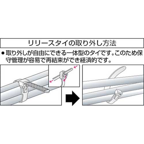 TRUSCO リリースタイ幅12.8mmX482mm最大結束φ140耐候性 TRRCV-480Wの