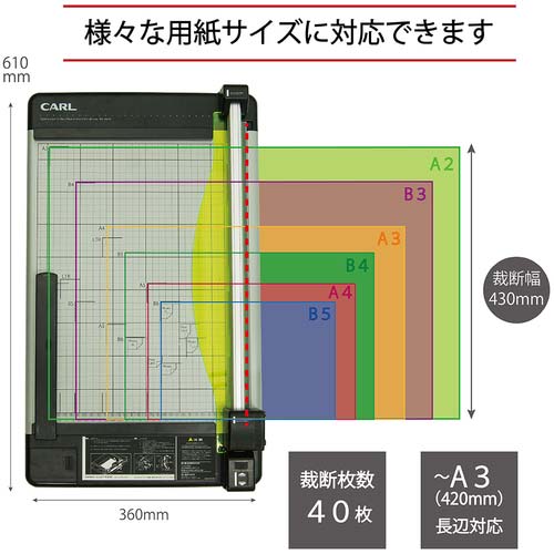 カール 裁断機 ディスクカッター A3サイズ 裁断枚数40枚 DC-230Nの通販