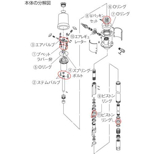 TRUSCO エアルブリケーターFTR-65G用 Vパッキンセット 5個1組 FTR-026