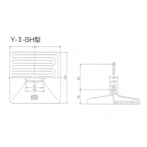 直送のみ ヤマキ電器 セラミックヒーター Y-3SH型 200V-600W(黒