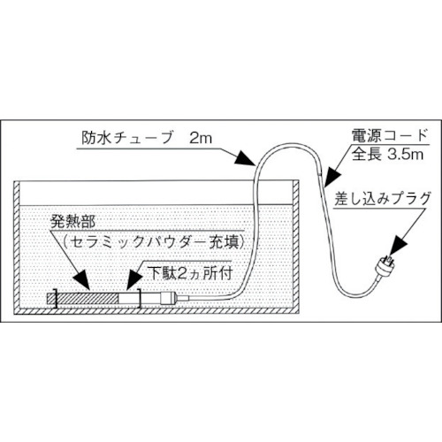 日本ヒーター ステンレス潜水ヒーター100V単相0.5kW YDS-10.5