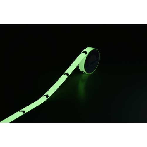 緑十字 高輝度蓄光ラインテープ(矢印付) FLAY-2510 25mm幅×10m 屋内用