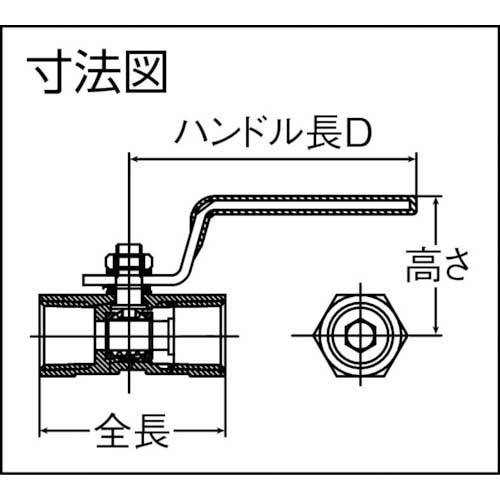 □イノック ねじ込みボールバルブ 全長83.0mm 呼び径(A)40〔品番