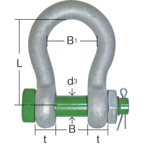 大洋 グリーンピンスタンダードシャックル バウ・ボルトナット 6.5t