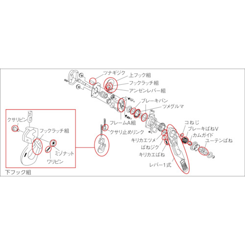 廃番】キトー キトーレバーブロックＬ５形 ＬＢ０１０用部品 下フック