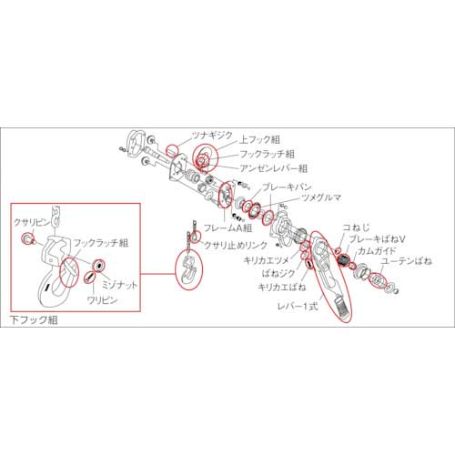 KITO キトーレバーブロックL5形 LB016用部品 レバー1式 L5BA016-52112の通販｜現場市場