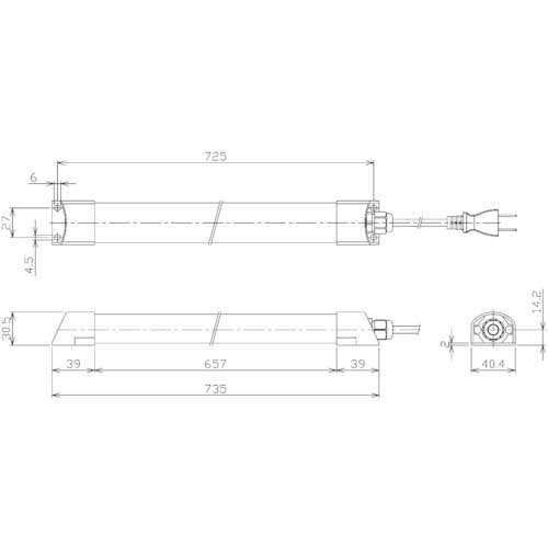 日機 簡易防水型LEDリニアライト AC100～120V 2100lm NLT2-30-AC-S 1本