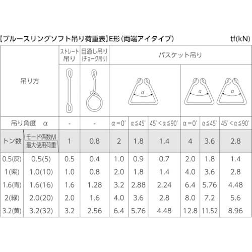 TESAC ブルースリングソフトE形(両端アイタイプ)荷重0.5t 全長2m(JIS