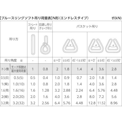 TESAC ブルースリングソフトN形(エンドレスタイプ)荷重2t 全長3m(JIS