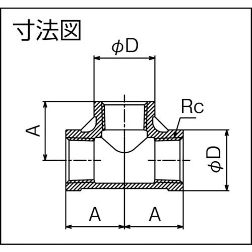FLOBAL ねじ込み管継手 チーズ(ステンレス14A) 04115606 呼び径(A)25/呼び径(B)1 VT-S14-08