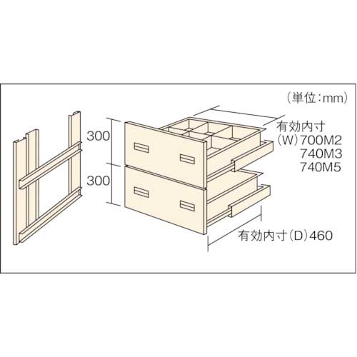 TRUSCO M2型棚用引出し 深型2段セット HM2-6002
