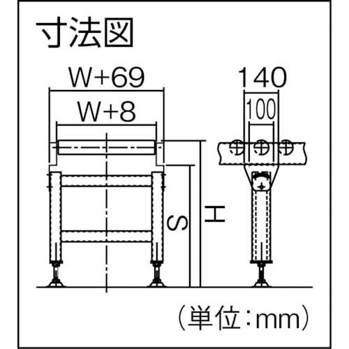 セントラル ローラコンベヤ用スタンド IB型 1000S×300W IB-1000-30