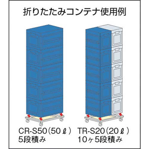 TRUSCO 折りたたみコンテナ台車 内寸534X371 ND-CRの通販｜現場市場