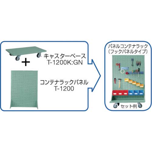 TRUSCO パネルコンテナラック用兼用キャスターベース 緑 T-1200Kの通販