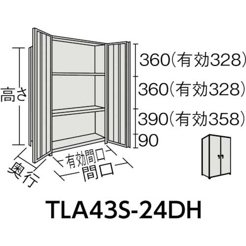 TRUSCO 軽中量棚150型 両開扉付棚900×600×H1200 4段 TLA43L-24DHの通販