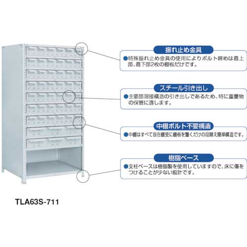 ＴＲＵＳＣＯ 軽量１５０型背引出付棚 ９００Ｘ３００ＸＨ１８００ 実