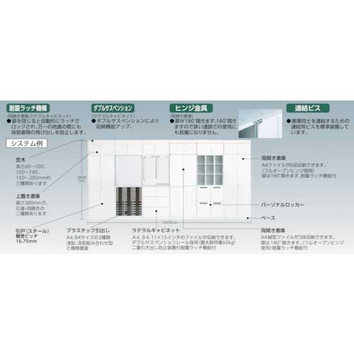 TRUSCO ユニット型壁面書庫 ラテラル2段 H720 ホワイト UAW-7の通販