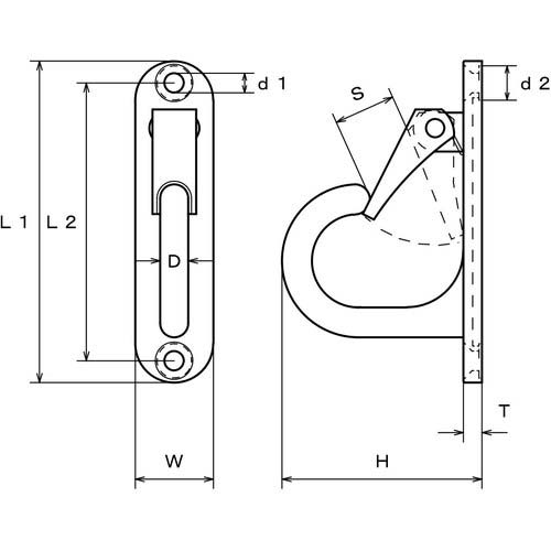 水本 ステンレス ラブフック 平面用 全長80mm(JANコード袋入り) B-2671