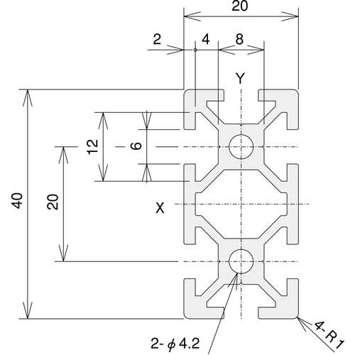 TRUSCO TSF20フレーム20X40-300 TSF2040-300