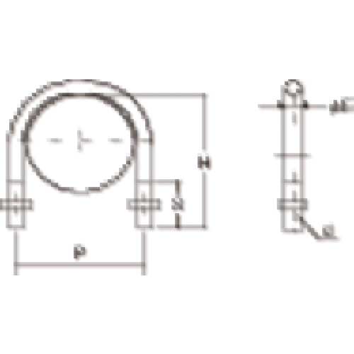 TRUSCO SGP用Uボルト SUS304 呼び径50A ねじ径M10 TSGP-BTM10-50A-S
