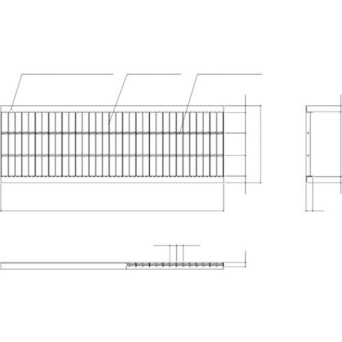 奥岡 スチール製 U字溝用 グレーチング 溝幅300用 並目 ノンスリップ