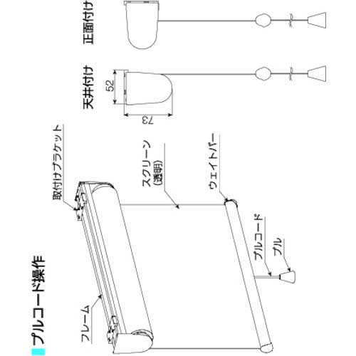 タチカワ 透明ロールスクリーン(プルハンドル付) 20RSPH-CL-120200の