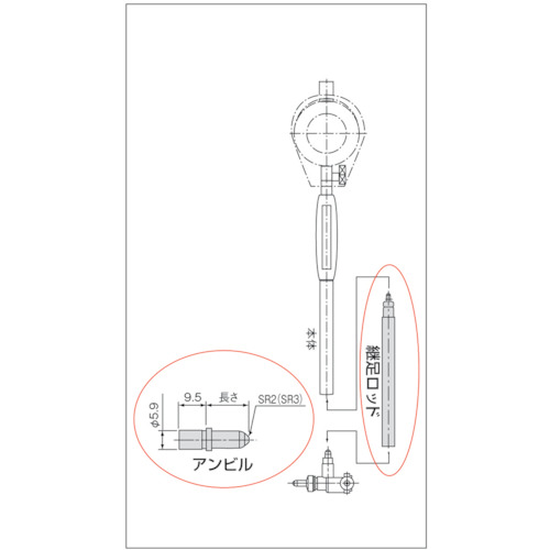 【廃番】ミツトヨ 継ぎ足しロッド(953553) 長さ250mm 953553