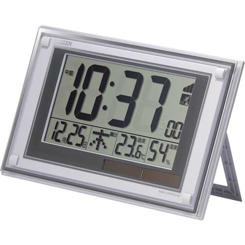 シチズン 電波時計(デジタル表示)(掛置兼用) 温湿度計付き 白 188×299