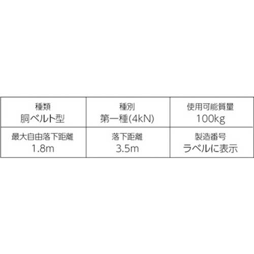 サンコー タイタン カルラックロープ式胴ベルト ブラック PRO補助