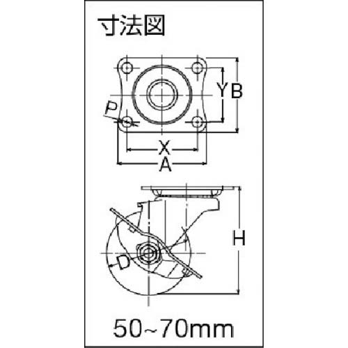 ハンマー Sシリーズオールステンレス 旋回式ナイロン車輪 125mm