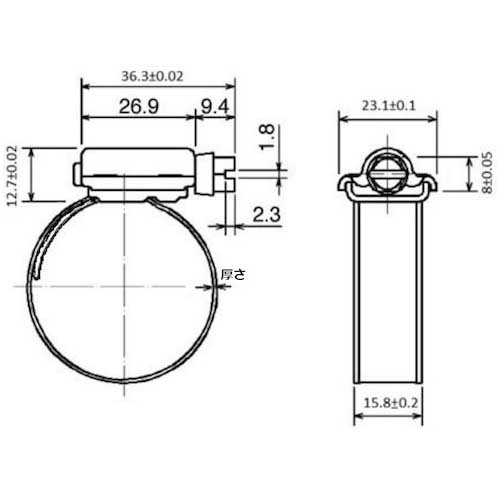 TRUSCO ホースバンド15.8×Φ155mm TE16-155の通販｜現場市場