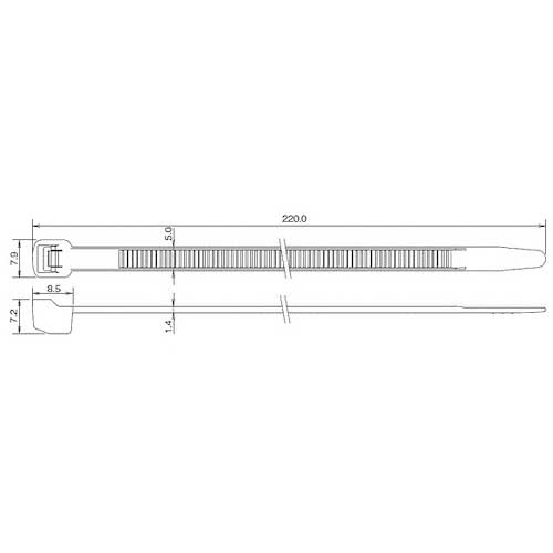 TRUSCO PEEK結束バンド 全長220mm引張強度490.0N(100本入) TPK-220SHの