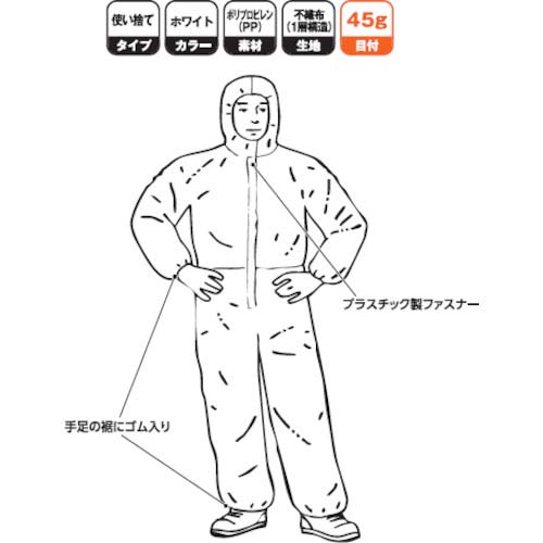 TRUSCO まとめ買い 不織布使い捨て保護服(1層・目付45g軽量タイプ) M