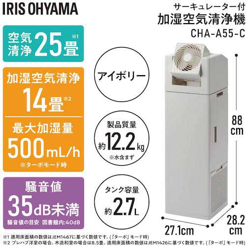 アイリスオーヤマ 291225 サーキュレータ加湿空気清浄機 CHA-A55-Cの