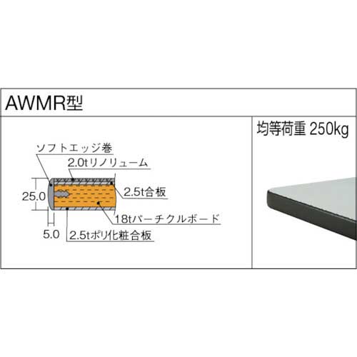 TRUSCO AWMR型高さ調節作業台 1200X750XH700-910 1段引出付 AWMR