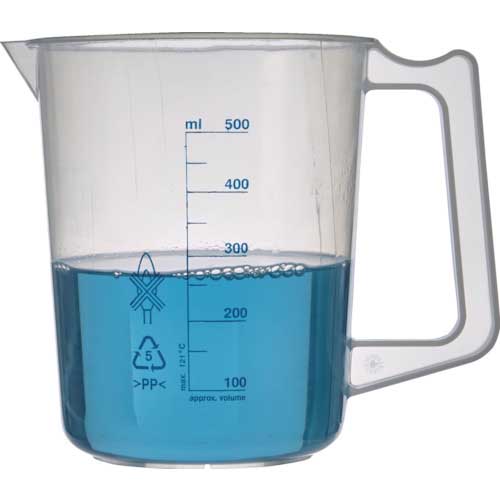 TRUSCO ポリプロピレン青目盛ビーカー 500ml(取手付) HPB-500