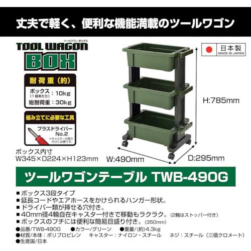 JEJアステージ ツールワゴンボックスTWB―490G TWB-490G