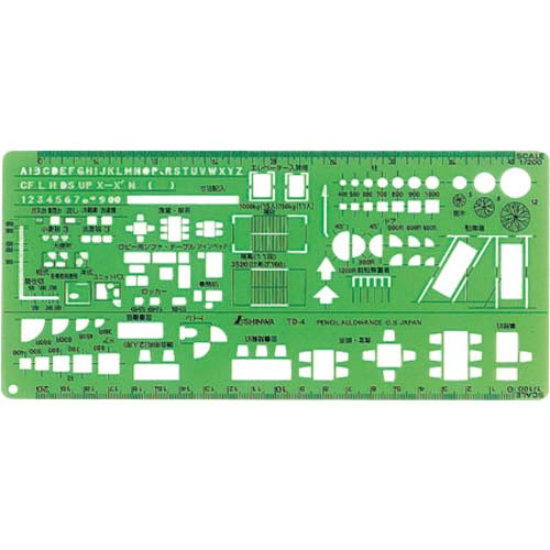 シンワ テンプレート TD-4 建築記号定規 1/100・1/200 66010