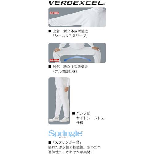 ミドリ安全 ベルデクセル 男女共用 ツナギ型白衣 VEHS2100W 超薄 ホワイト L VEHS2100W-L