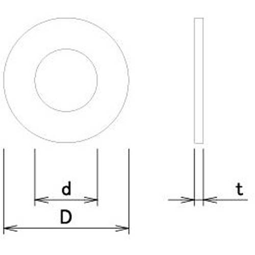 DAIDOHANT ダイドーハント カラー平ワッシャー (内径)M6×(外径:D)12.5×(厚み:t)1.6mm 黒(ブラック)〈4枚入〉 10103306